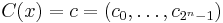 C(x) = c = (c_0,\dots,c_{2^n-1})