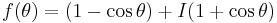 f(\theta) = (1-\cos\theta) %2B I(1%2B\cos\theta)\;