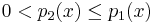 0 < p_2(x) \le p_1(x)\,