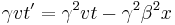 \gamma v t' = \gamma^2 v t - \gamma^2 \beta^2 x \,