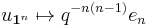 u_{\mathbf 1^n} \mapsto q^{-n(n-1)}e_n \, 