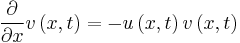 
{\frac {\partial }{\partial x}}v \left( x,t
 \right) =-u \left( x,t \right) v \left( x,t \right)
