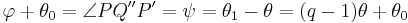 \varphi%2B\theta_0 = \angle PQ''P' = \psi = \theta_1-\theta = (q-1)\theta%2B\theta_0