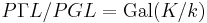 P\Gamma L/PGL = \operatorname{Gal}(K/k)