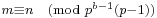 \scriptstyle m \equiv n\pmod{p^{b-1}(p-1)}