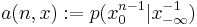 a(n,x):=p(x_0^{n-1}|x_{-\infty}^{-1})