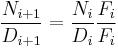 \frac{N_{i%2B1}}{D_{i%2B1}} = \frac{N_i}{D_i}\frac{F_i}{F_i}