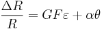 \frac{\Delta R}{R} = GF \varepsilon %2B \alpha \theta