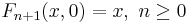 F _{n%2B1} (x, 0) = x, \  n \ge 0\,