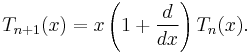 T_{n%2B1}(x)=x \left(1%2B\frac{d}{dx} \right)T_{n}(x).