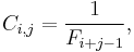 C_{i,j} = \frac1{F_{i%2Bj-1}},