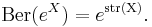 \mathrm{Ber}(e^X) = e^{\mathrm{str(X)}}.\,