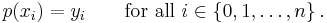 p(x_i) = y_i \qquad\mbox{for all } i \in \left\{ 0, 1, \dots, n\right\}.