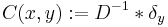 C(x,y):=D^{-1}*\delta_{y} \;