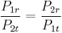 \frac{P_{1r}}{P_{2t}} = \frac{P_{2r}}{P_{1t}}