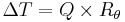 \Delta T = Q \times R_{\theta}\,