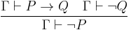 \frac{\Gamma \vdash P\to Q ~~~ \Gamma \vdash\neg Q}{\Gamma \vdash \neg P}