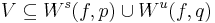 V\subseteq W^s(f,p)\cup W^u(f,q)