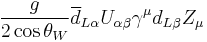 \frac{g}{2\cos \theta_W}\overline{d}_{L\alpha}U_{\alpha\beta}\gamma^\mu d_{L\beta}Z_\mu