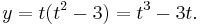 y = t(t^2 - 3) = t^3 - 3t.\,