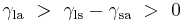 \gamma_{\mathrm{la}}\ >\ \gamma_{\mathrm{ls}} - \gamma_{\mathrm{sa}}\ >\ 0