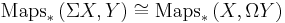  \operatorname{Maps}_*\left(\Sigma X,Y\right)\cong \operatorname{Maps}_*\left(X,\Omega Y\right)