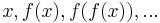 x,f(x),f(f(x)),...