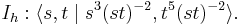 I_h:  \langle s,t\mid s^3(st)^{-2}, t^5(st)^{-2}\rangle.\ 