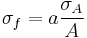 \sigma_f = a \frac{\sigma_A}{A}