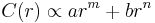 
C(r) \propto a r^m %2B b r^n
