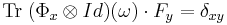 \operatorname{Tr}\; (\Phi_x \otimes Id)(\omega) \cdot F_y = \delta_{xy}