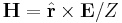 \mathbf{H} = \hat{\mathbf{r}} \times \mathbf{E} / Z