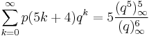 \sum_{k=0}^\infty p(5k%2B4)q^k=5\frac{(q^5)_\infty^5}{(q)_\infty^6}