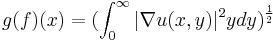 g(f)(x) = (\int_0^\infty|\nabla u(x,y)|^2ydy)^{\frac{1}{2}}