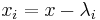 x_i = x - \lambda_i\,