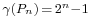 \scriptstyle\gamma(P_n)\, =\, 2^{n}-1