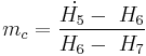 \dot{m_{c}=\frac{H_{5}-\ H_{6}}{H_{6}-\ H_{7}}} \,