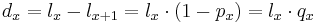 \,d_x = l_x-l_{x%2B1} = l_x \cdot (1-p_x) = l_x \cdot q_x