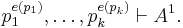 p_1^{e(p_1)},\dots,p_k^{e(p_k)}\vdash A^1.