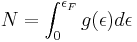 N=\int_{0}^{\epsilon_{F}} g(\epsilon) d\epsilon