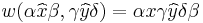 w(\alpha \widehat{x} \beta, \gamma \widehat{y} \delta) = \alpha x \gamma \widehat{y} \delta \beta