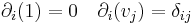 \partial_i(1)=0 \quad \partial_i(v_j)=\delta_{ij} 