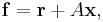 
\mathbf{f} = \mathbf{r} %2B A\mathbf{x},
