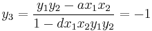 y_3 = \frac{y_1y_2-ax_1x_2}{1-dx_1x_2y_1y_2} = -1