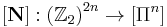 \left[  \mathbf{N}\right] �:\left(  \mathbb{Z}_{2}\right)
^{2n}\rightarrow\left[  \Pi^{n}\right]  