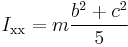 I_{\mathrm{xx}} = m {b^2%2Bc^2 \over 5}