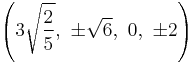 \left(3\sqrt{\frac{2}{5}},\  \pm\sqrt{6},\          0,\                   \pm2\right)