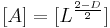 [A]=[L^\frac{2-D}{2}]