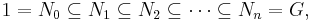 1=N_0\subseteq N_1\subseteq N_2\subseteq\cdots\subseteq N_n=G,