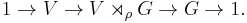 1 \to V \to V \rtimes_\rho G \to G \to 1.